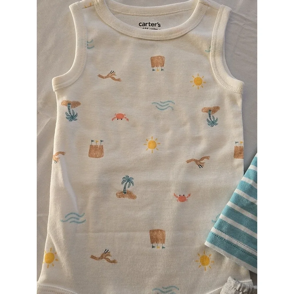 Nwt‎ Carters Baby Boy 3Pc Outfit 6-9 Months Beach Sun Crab Summer Shorts Shirts